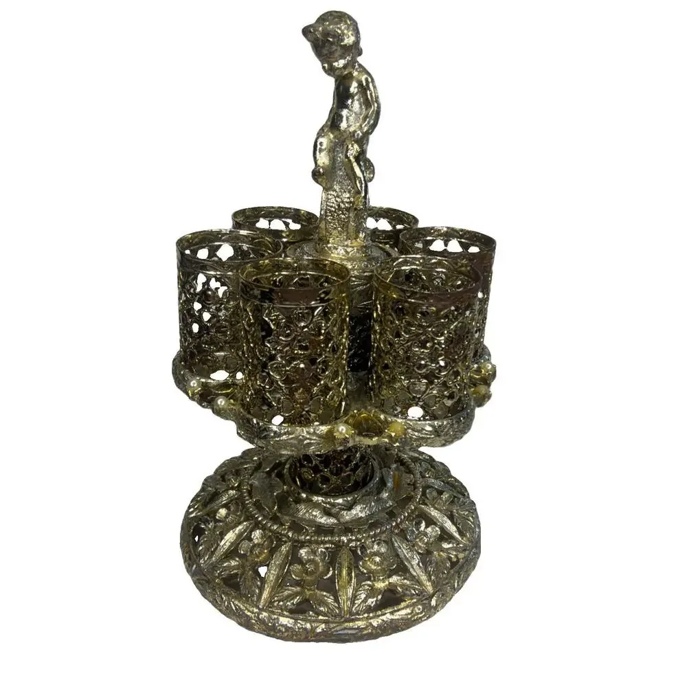 Sam Fink 6 Lipstick Holder Silver Tone MCM HBA Hollywood Glam Vintage Cherub